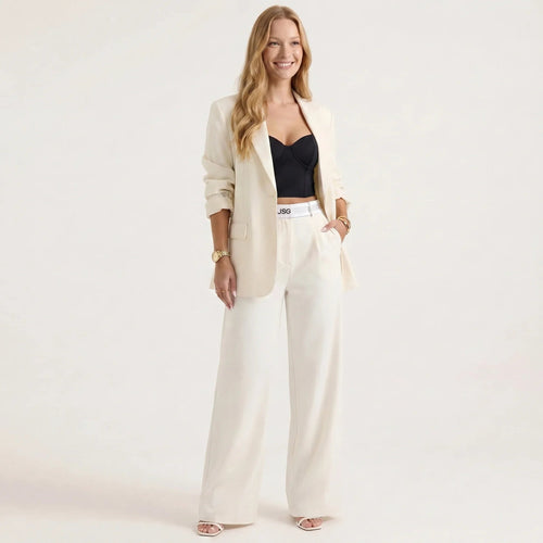 Elegant Two-Piece Blazer and Wide Leg Pants Suit Set