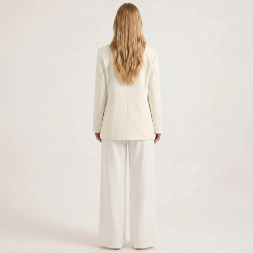 Elegant Two-Piece Blazer and Wide Leg Pants Suit Set