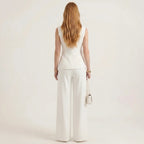 Sleeveless Tailored Vest and Straight Leg Pants Two-Piece Suit