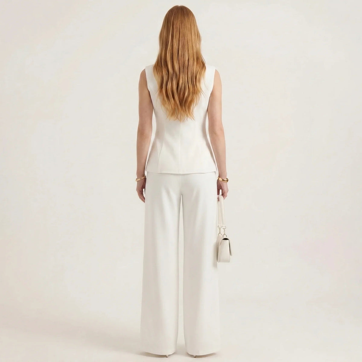 Sleeveless Tailored Vest and Straight Leg Pants Two-Piece Suit