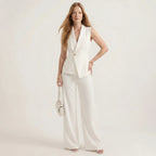 Sleeveless Tailored Vest and Straight Leg Pants Two-Piece Suit